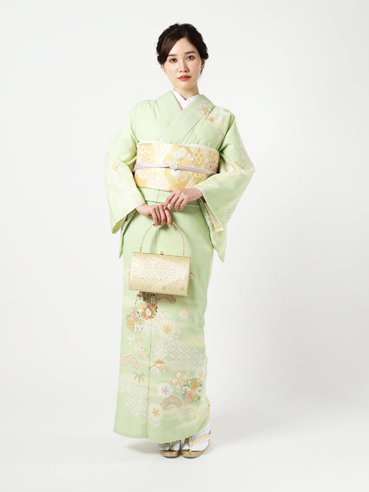 L0006/菊紋七宝/ヒワ | 訪問着レンタル