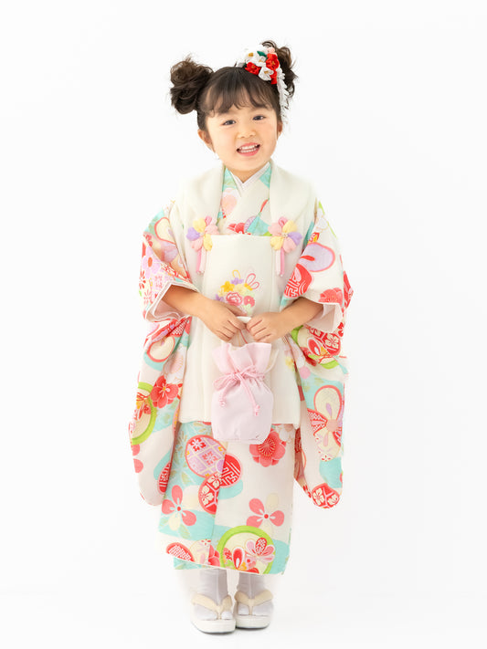 S0321 ねじり梅/水色 【七五三着物レンタル】