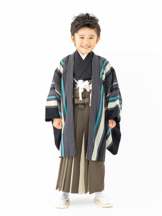 S0506 ストライプ/グレー 【七五三着物レンタル】