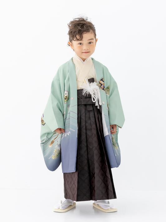 S0516 兜に波/ヒワ 【七五三着物レンタル】