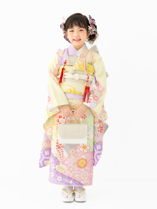 S0711 辻が花/藤 【七五三着物レンタル】