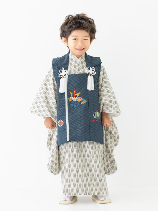 S1303 矢絣/グレー 【七五三着物レンタル】