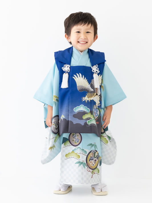 S1307 絵羽/紺 【七五三着物レンタル】
