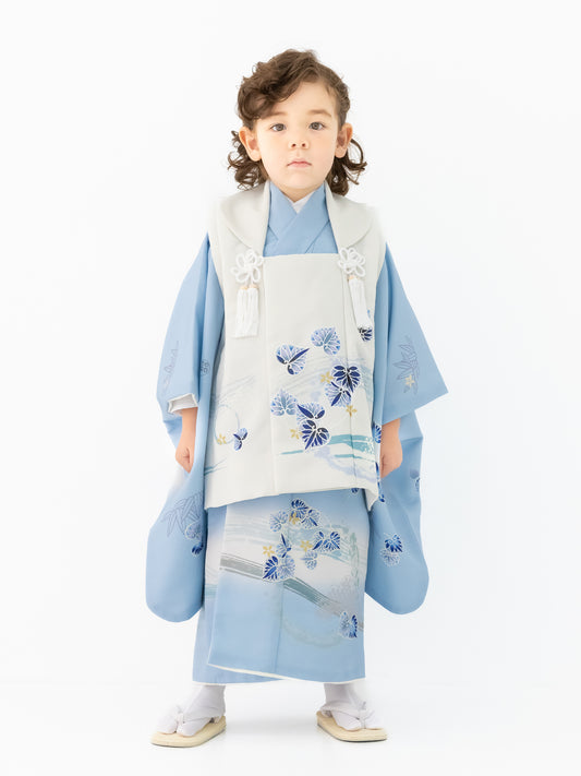 S1309 葵(水色)/白 【七五三着物レンタル】