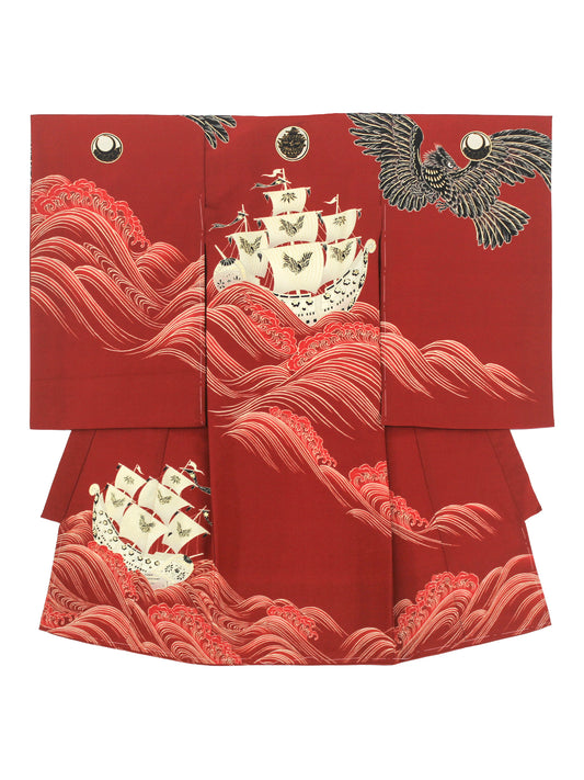 T5006/凱旋/紅【お宮参り着物レンタル】