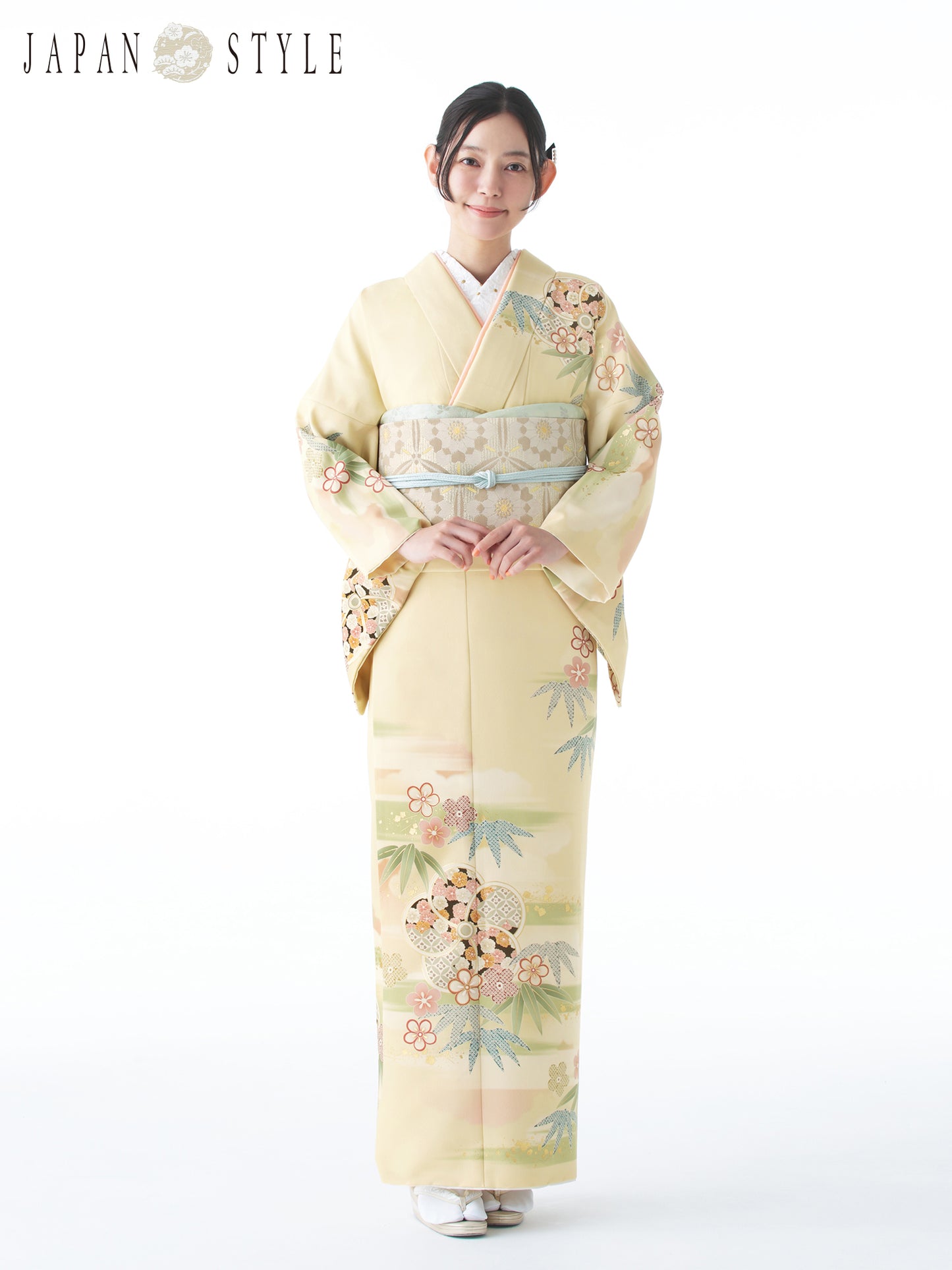 訪問着レンタル｜着物・入学式・卒業式 ｜ねじり梅/クリーム/L0017