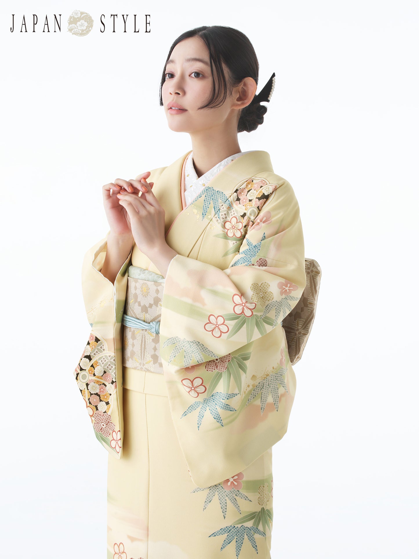 訪問着レンタル｜着物・入学式・卒業式 ｜ねじり梅/クリーム/L0017