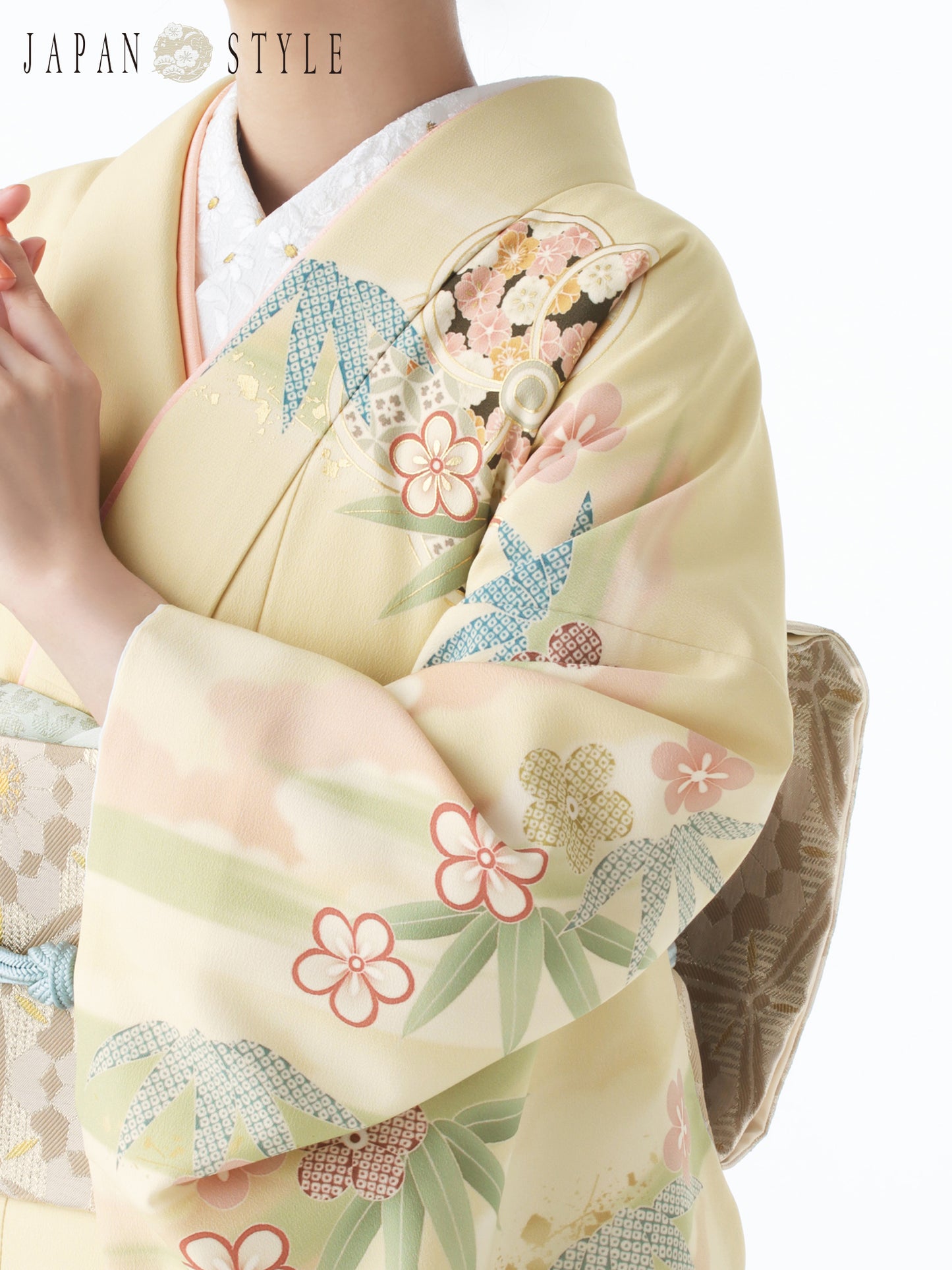 訪問着レンタル｜着物・入学式・卒業式 ｜ねじり梅/クリーム/L0017