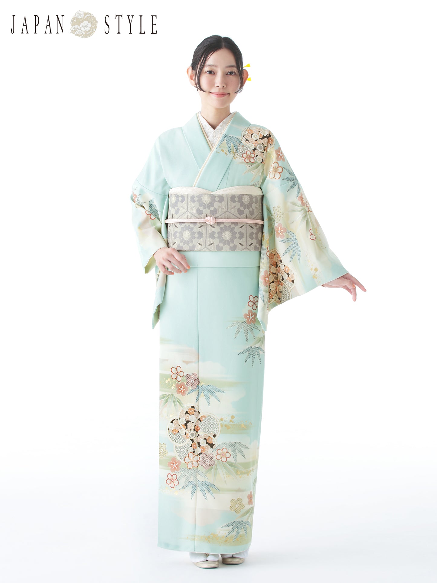 訪問着レンタル｜着物・入学式・卒業式 ｜ねじり梅/水色/L0018