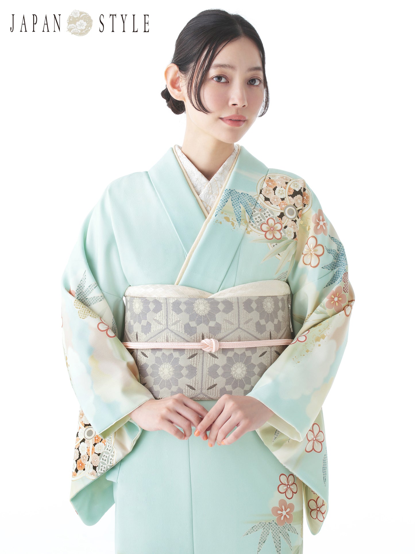 訪問着レンタル｜着物・入学式・卒業式 ｜ねじり梅/水色/L0018