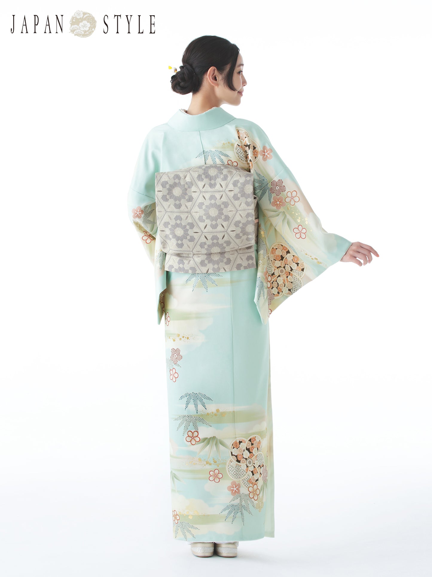 訪問着レンタル｜着物・入学式・卒業式 ｜ねじり梅/水色/L0018