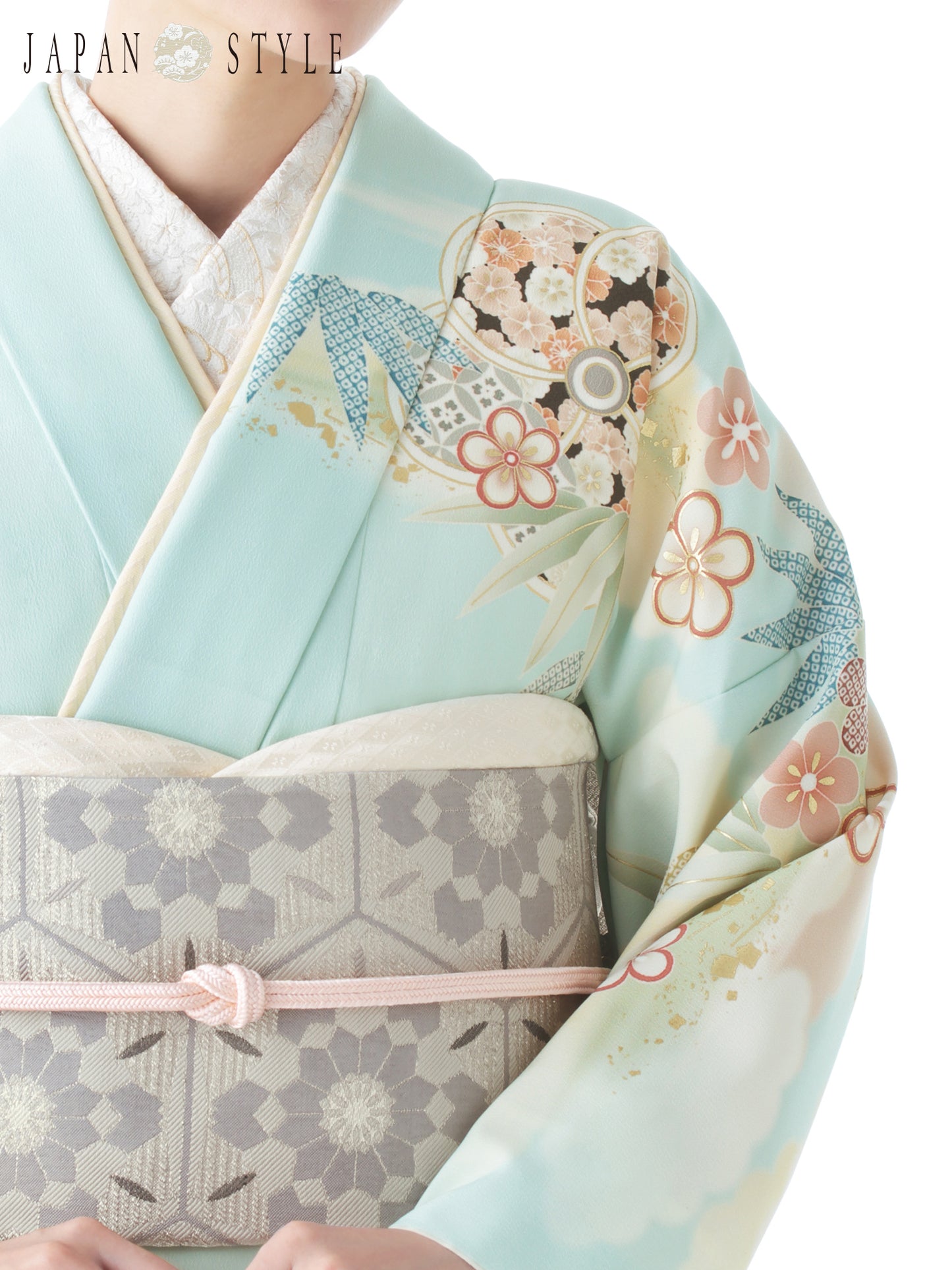 訪問着レンタル｜着物・入学式・卒業式 ｜ねじり梅/水色/L0018