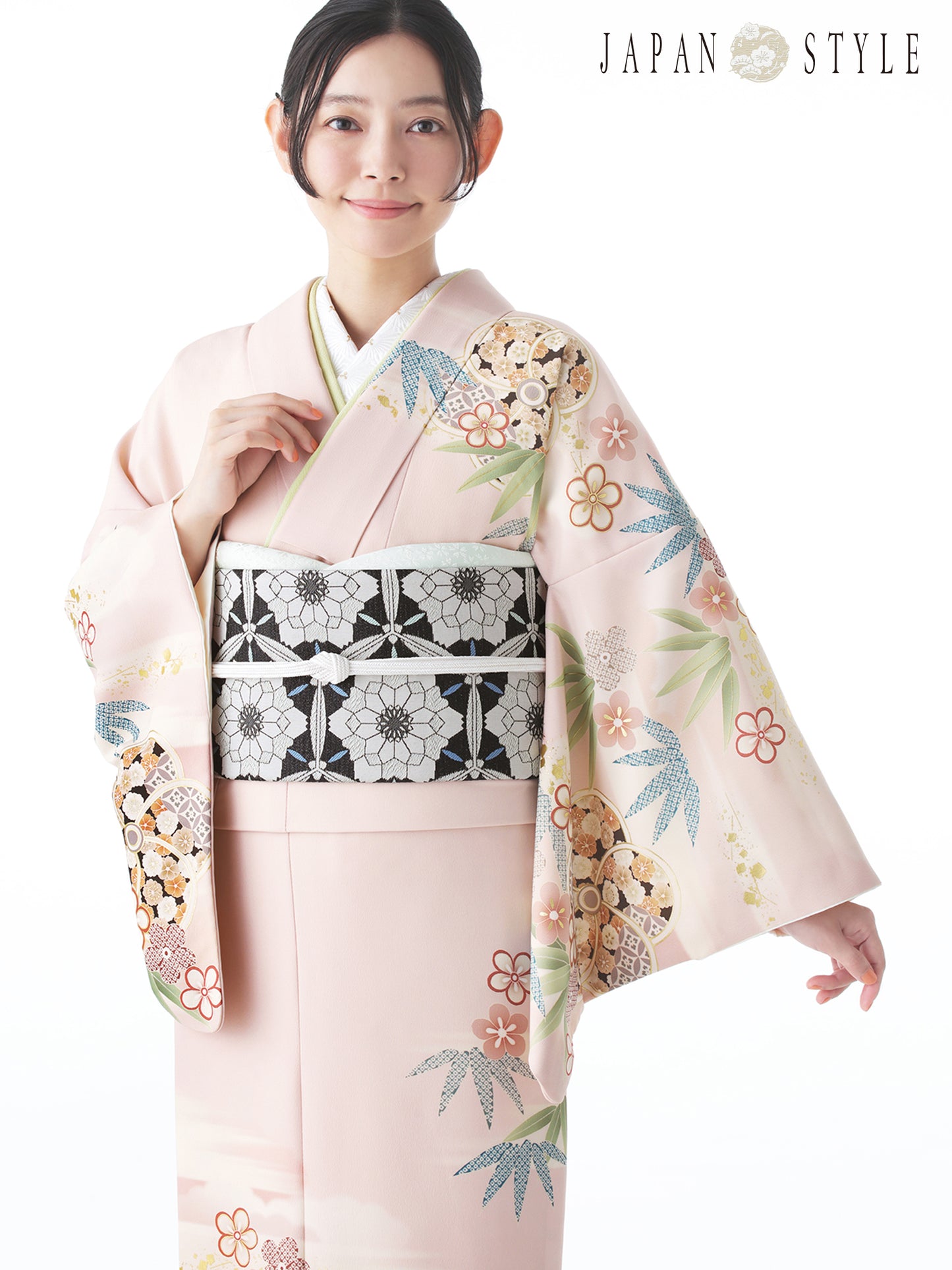 訪問着レンタル｜着物・入学式・卒業式 ｜ねじり梅/ピンク/L0019