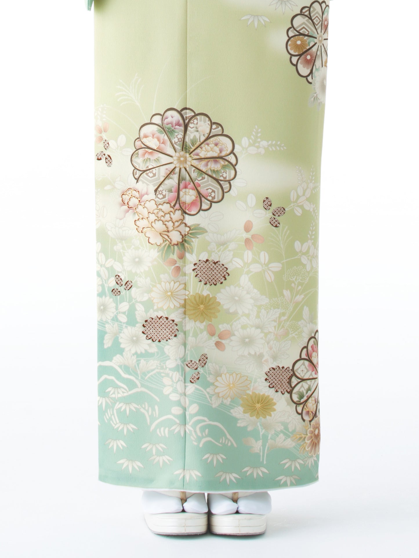 訪問着レンタル｜着物・入学式・卒業式 ｜菊御所解/グリーン/L0021