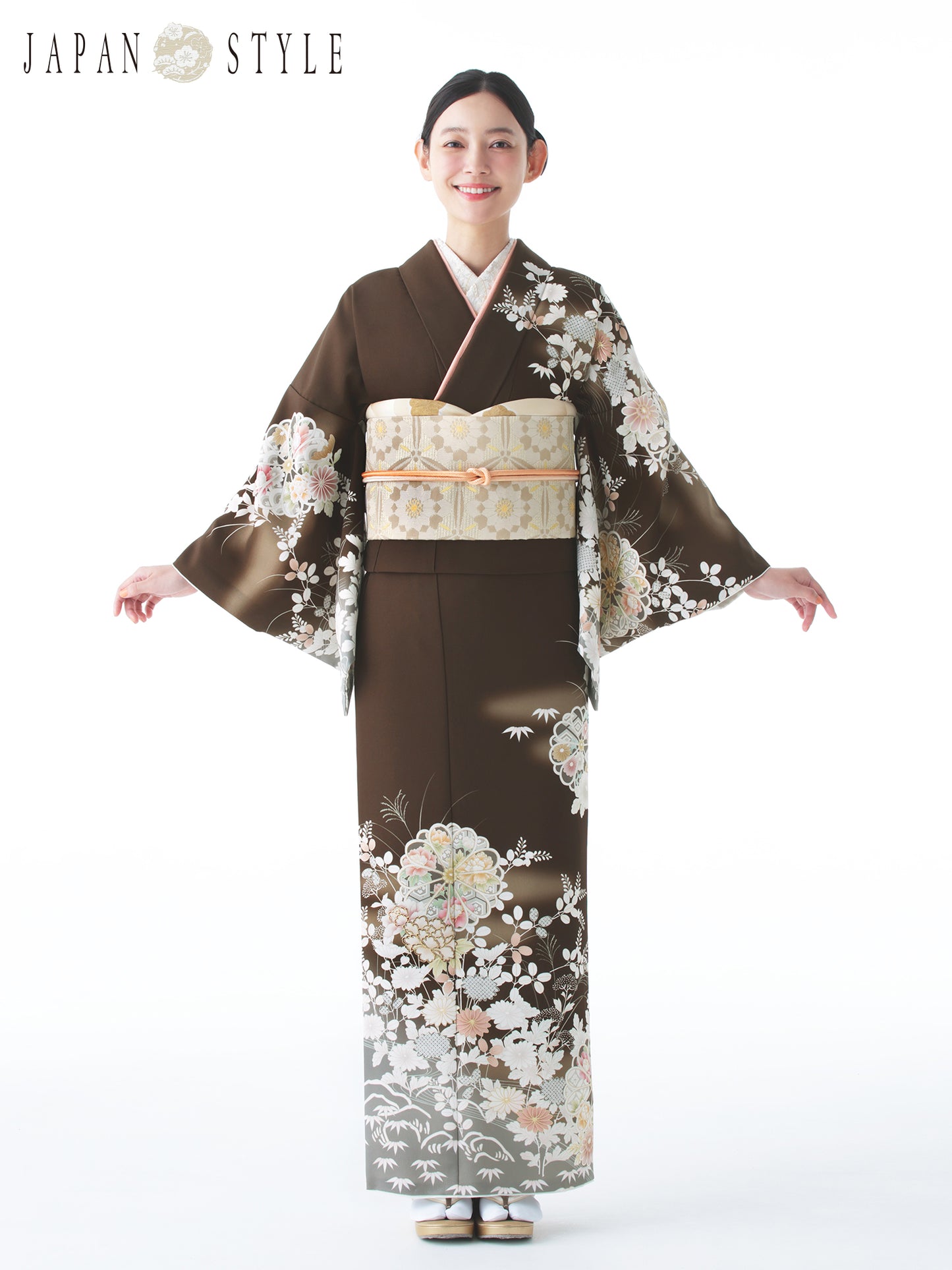 訪問着レンタル｜着物・入学式・卒業式 ｜菊御所解/ブラウン/L0022