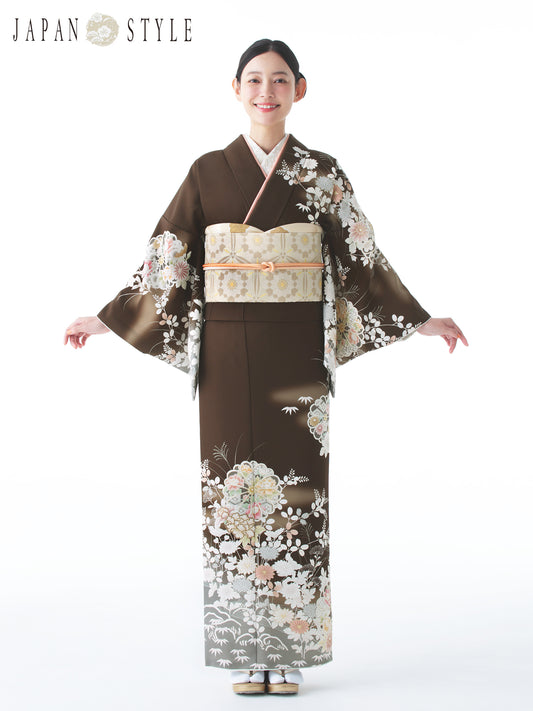 訪問着レンタル｜着物・入学式・卒業式 ｜菊御所解/ブラウン/L0022