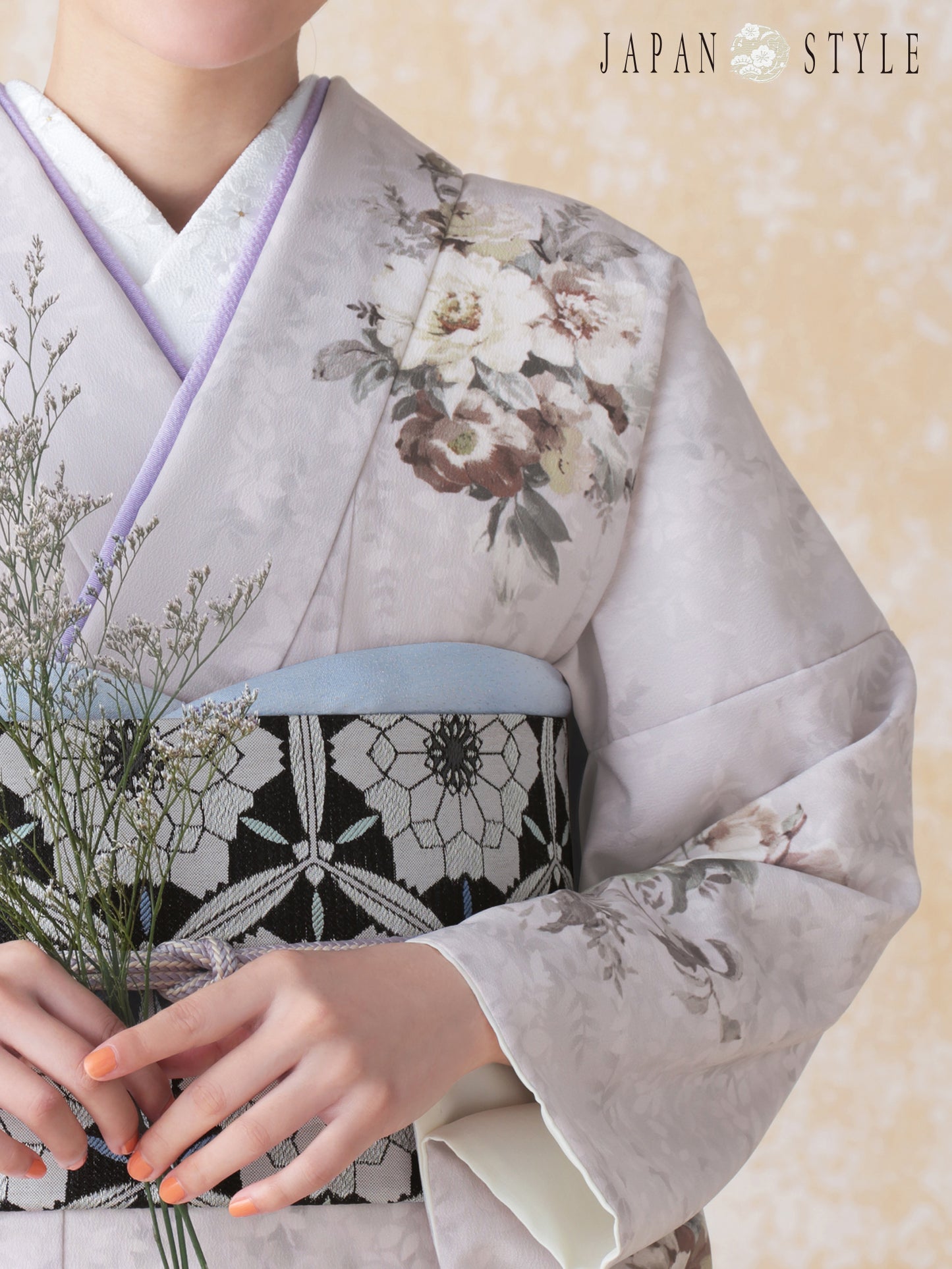 訪問着レンタル｜着物・入学式・卒業式 ｜洋花/ラベンダー/L0023