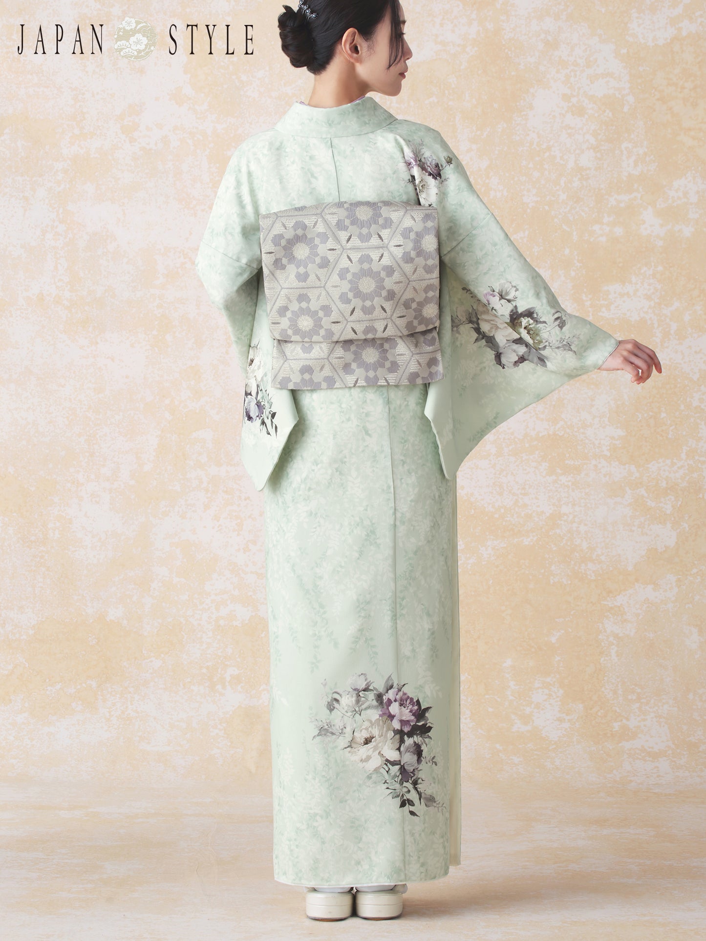 訪問着レンタル｜着物・入学式・卒業式 ｜洋花/ミント/L0025