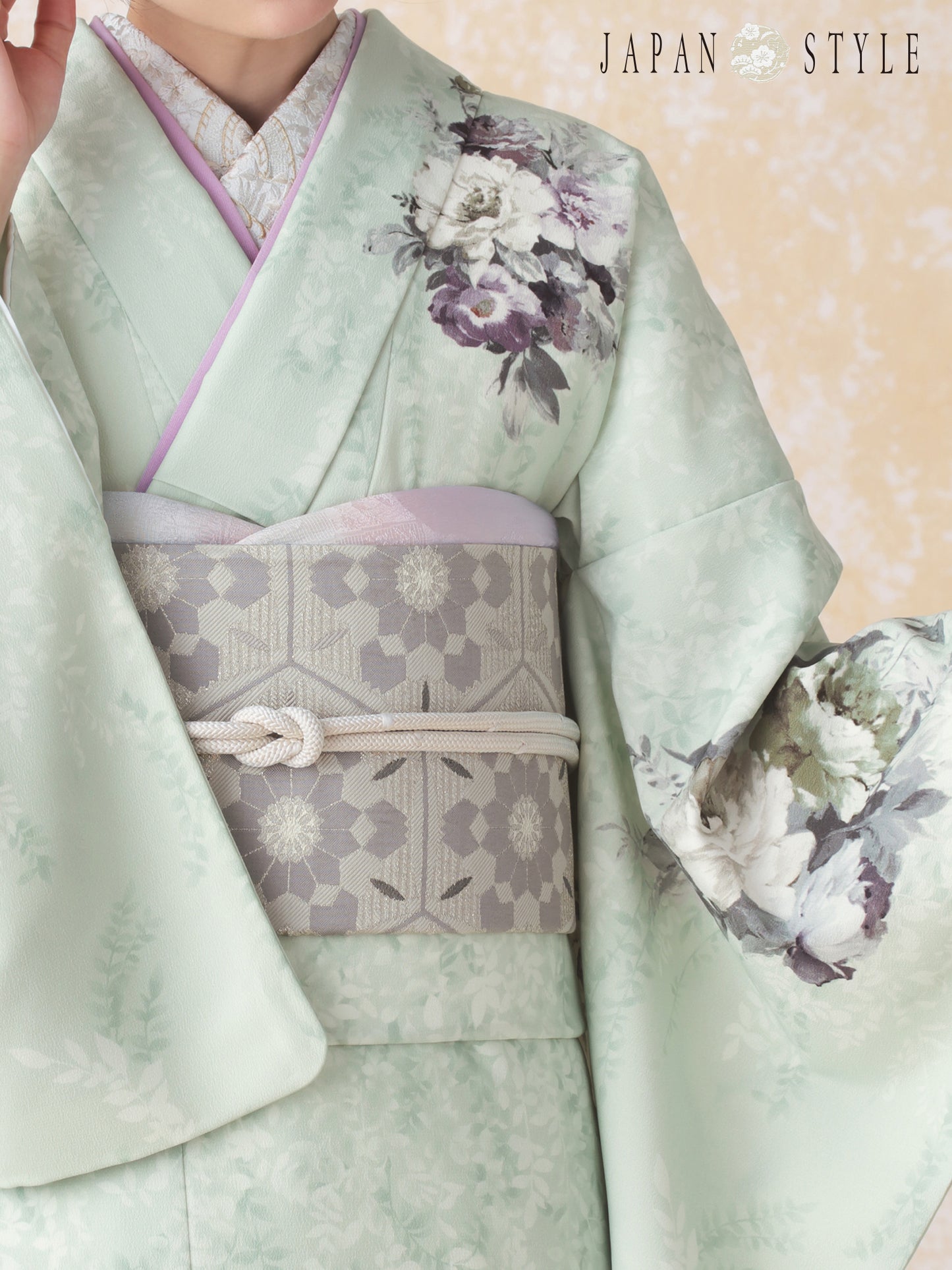 訪問着レンタル｜着物・入学式・卒業式 ｜洋花/ミント/L0025