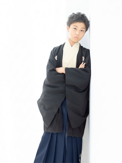 D1003nv　亀甲に矢絣/黒×ネイビー　【小学生男の子卒業式袴レンタル】
