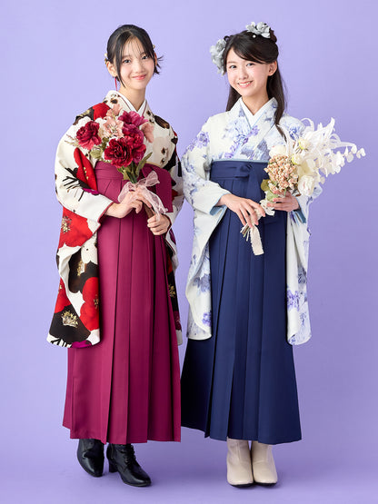 小学生 卒業袴 レンタル 女の子｜絣芍薬 スモークブルー C0025｜フルセット