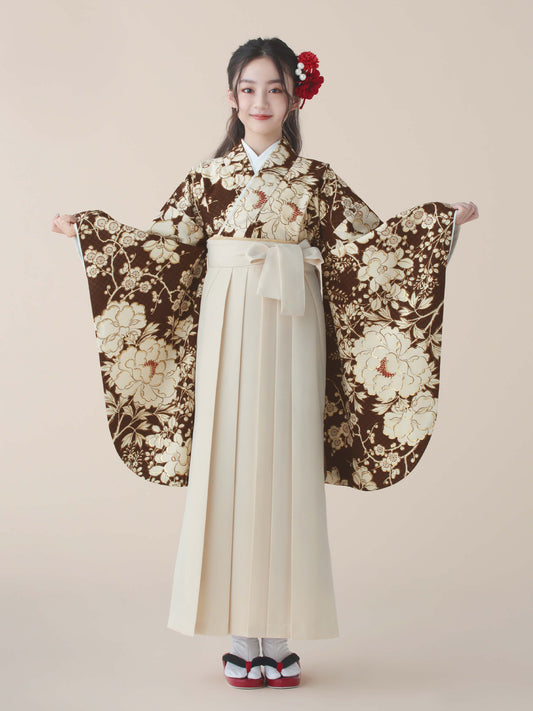 C0003 疋田に華づくし / ブラウン 卒業式小学生袴レンタル