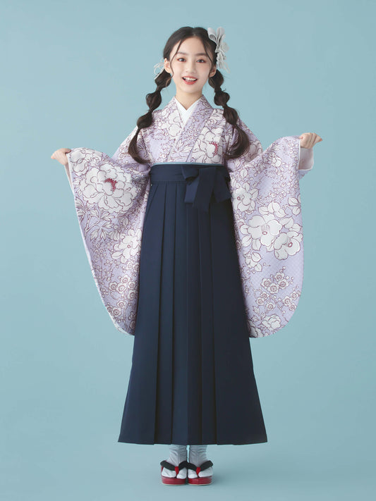 C0004 疋田に華づくし / ラベンダー 卒業式小学生袴レンタル