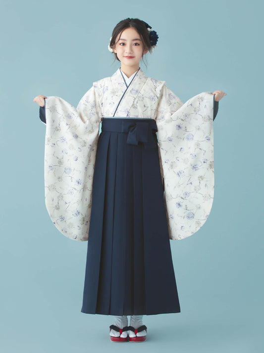 C0006 マーガレット更紗 / ブルー 卒業式小学生袴レンタル