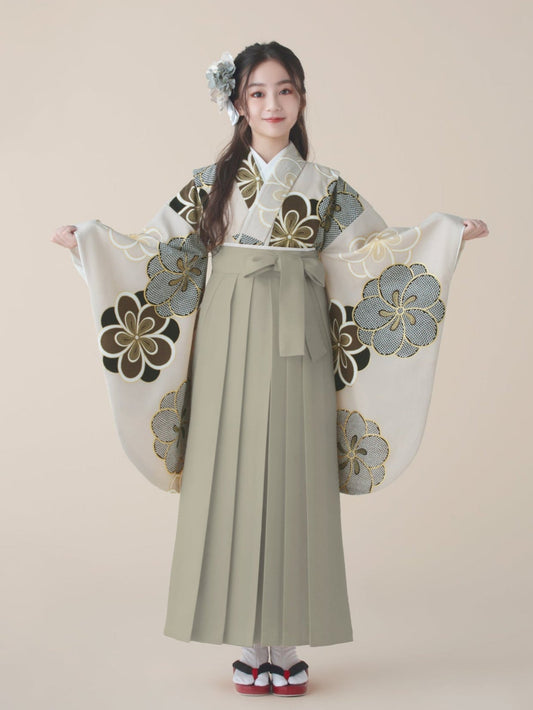 C0010 ねじり梅 / ベージュ 卒業式小学生袴レンタル