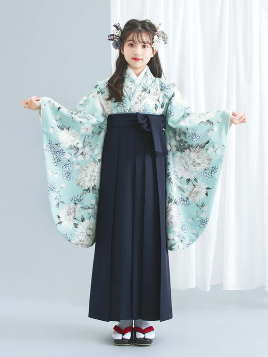 C0014 ダリア / 水色 卒業式小学生袴レンタル