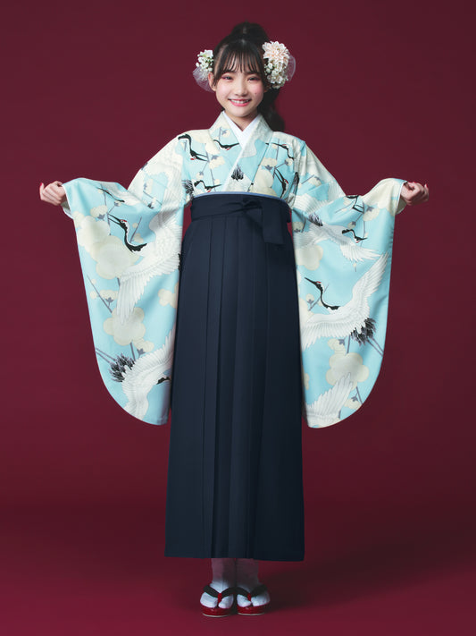 C0018 梅鶴 / 水色 卒業式小学生袴レンタル